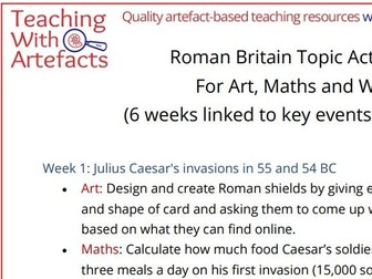 Roman Britain topic Maths, Art and Writing Activity ideas