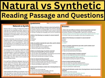 Natural vs Synthetic Reading Passage with Questions