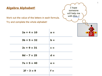 Algebra Alphabet - KS2 Algebra