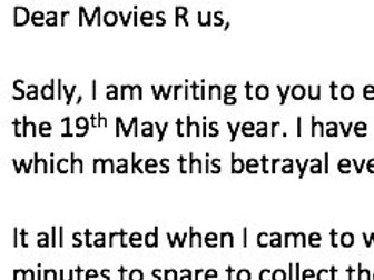 KS2 Formal Letter - Cinema Review