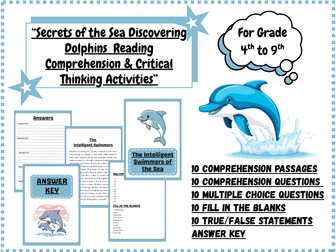 Secrets of the Sea: Dolphin Reading Comprehension & Critical Thinking Activities (Grades 4–9)