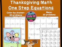 Solving Equations Thanksgiving Math One Step Equations With