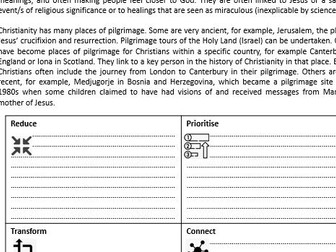 RS KS3 Christianity pilgrimage introduction, reading task