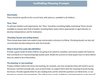 Scaffolding Planning Prompt for teachers