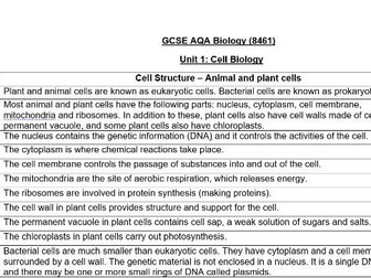 Triple Biology Summary Sheets