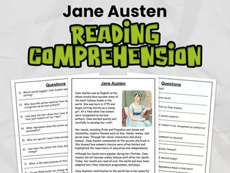 Jane Austen Comprehension for Gr 3 - 5 | Women's History Month