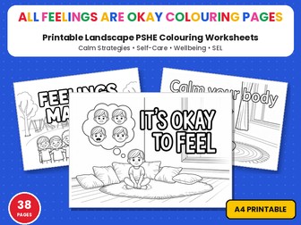 All Feelings Are Okay Colouring Pages | Coping Strategies PSHE | Printable Colouring Page Worksheets