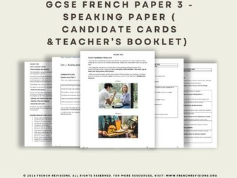2026 French GCSE Paper 3 Speaking practice Booklet AQA
