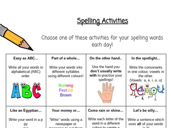 Spelling Activity Sheet