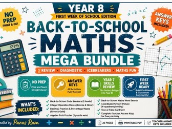 Year 8 Maths Mega Bundle | Back to School Activities, Puzzles & Diagnostics