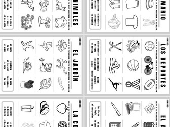 Spanish vocabulary and colouring worksheet series