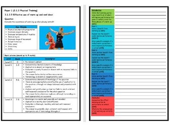 GCSE PE - AQA (9-1) - Structure Strip - Warm-Up and Cool-Down (Extended Question)