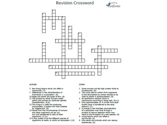 AQA Biology Revision Crossword