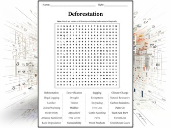Deforestation Word Search Puzzle Worksheet Activity