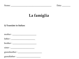 Family Members in Italian Vocabulary Activities