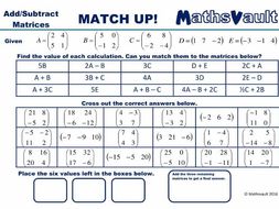 Adding or Subtracting Matrices Worksheet | Teaching Resources