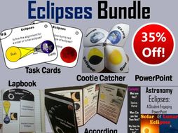 Lunar and Solar Eclipses Task Cards, PowerPoint and Activities Bundle