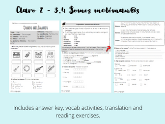 Claro 2 - 3.4 Somos melóman@s worksheet