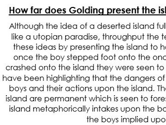 Grade 9 English Lit GCSE Model Essay, 'The Island as a dangerous place in Lord Of The Flies'