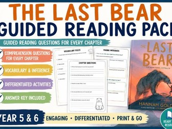 The Last Bear (Hannah Gold) Comprehension Pack – Chapter-by-Chapter Reading Questions KS2