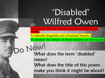 Poem Analysis- 'Disabled' by Wilfred Owen