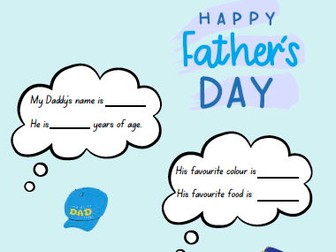EYFS KS1 Father's Day Card Insert