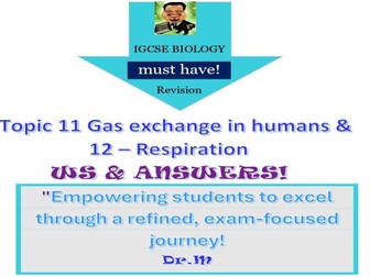 Gas exchange in humans & Respiration IGCSE worksheet & answer key