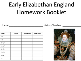 Early Elizabethan Homework Booklet