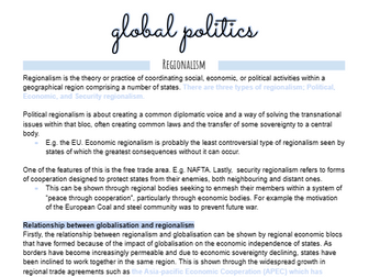 Edexcel A-Level Politics: Global: Notes on Regionalism