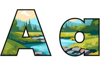 Mountains Rivers Lettering Display