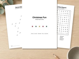 Christmas Activity Pack: Colouring, Dot to Dot, Word Search & Maze