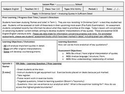 Sample Lesson Plan Using Template 1 Body Benchmarks Lesson