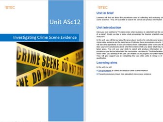 Pearson BTEC ASc12 Investigating Crime Scene Evidence Booklet