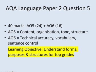 Language Paper 2 Q5 Writing forms, structures and skills
