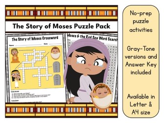 The Story of Moses Word Search and Crossword Puzzle Activity Pack