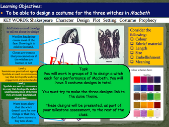 Macbeth: An Introduction to Set and Costume Design Whilst Exploring the Text. KS3.