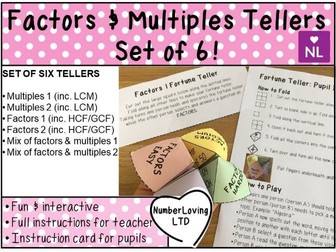 Factors and Multiples Fortune Tellers