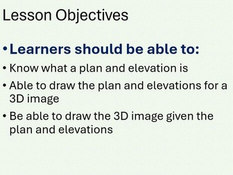 Plans and Elevations. Maths Functional Skills L2 GCSE Full Lesson