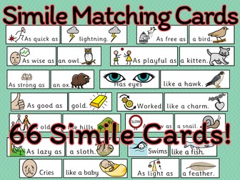 Simile Matching Activity Vocab Cards