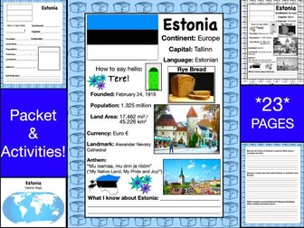 ESTONIA History & Geography, Travel The World Worksheet