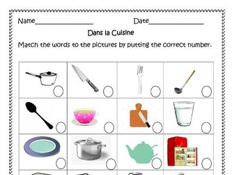 Dans la Cuisine (French Kitchen) Distance Learning Worksheets