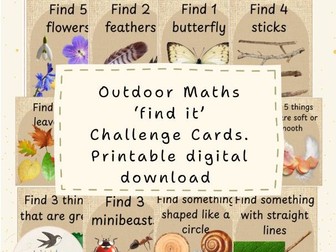 Outdoor Maths 'find it' cards. EYFS/KS1
