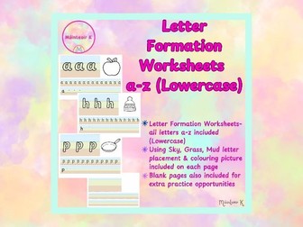 Letter Formation Worksheets (a-z Lowercase) Sky/Grass/Mud