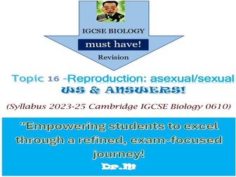 Reproduction: asexual & sexual (Plants) IGCSE worksheet & answer key