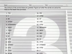 Cardinal-Ordinal Numbers Jumbled Words