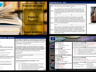 IB Ab Initio French Paper 2 READING  - Full assessment pack