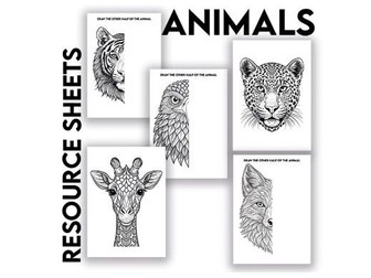 ANIMAL 'Draw the other half' animal worksheets