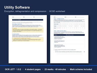 Utility Software Worksheet: OCR GCSE J277