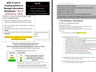 BTEC IT Unit 2 Part B, activities 6, 7&8