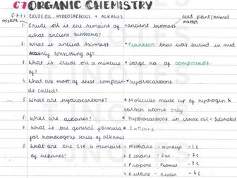 Grade 9 Organic Chemistry Paper 2 Combined Science Higher AQA Specification notes